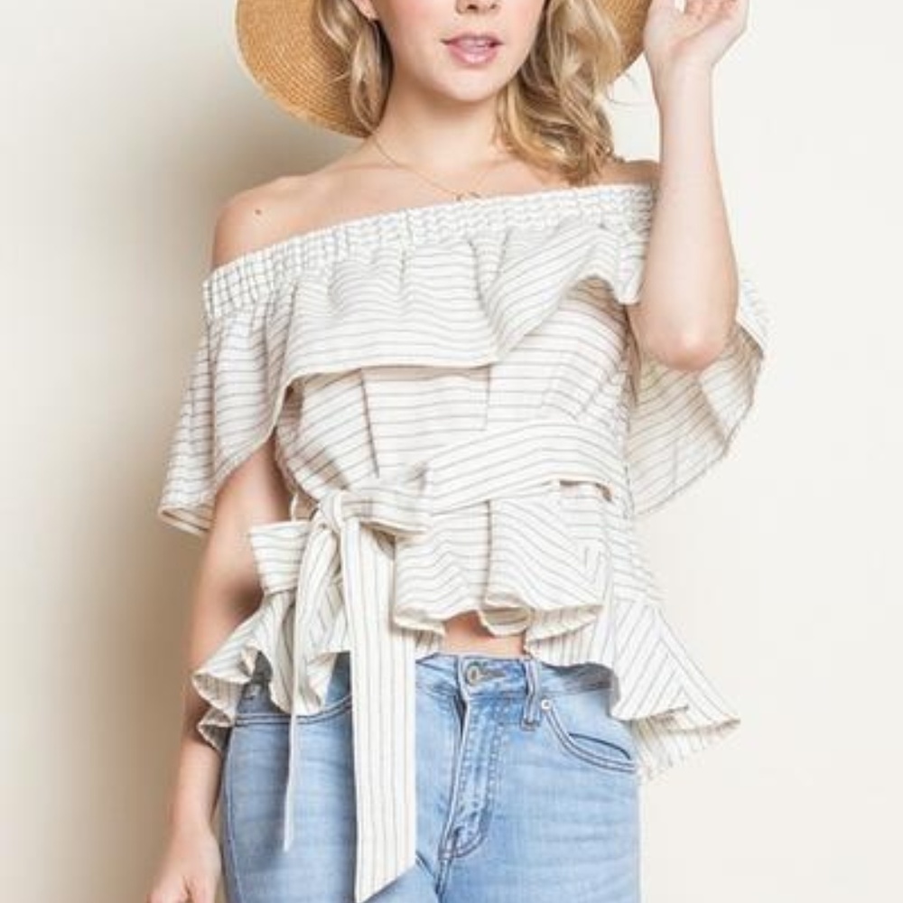 Striped Off The Shoulder Top